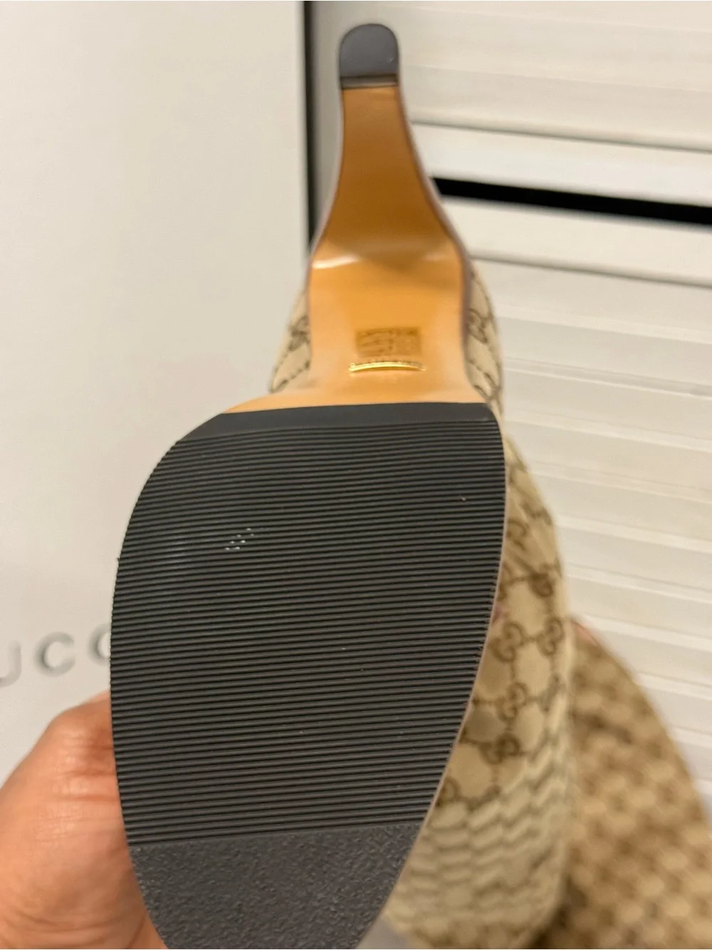 Gucci Lisa Monogram Canvas Thigh High Boots